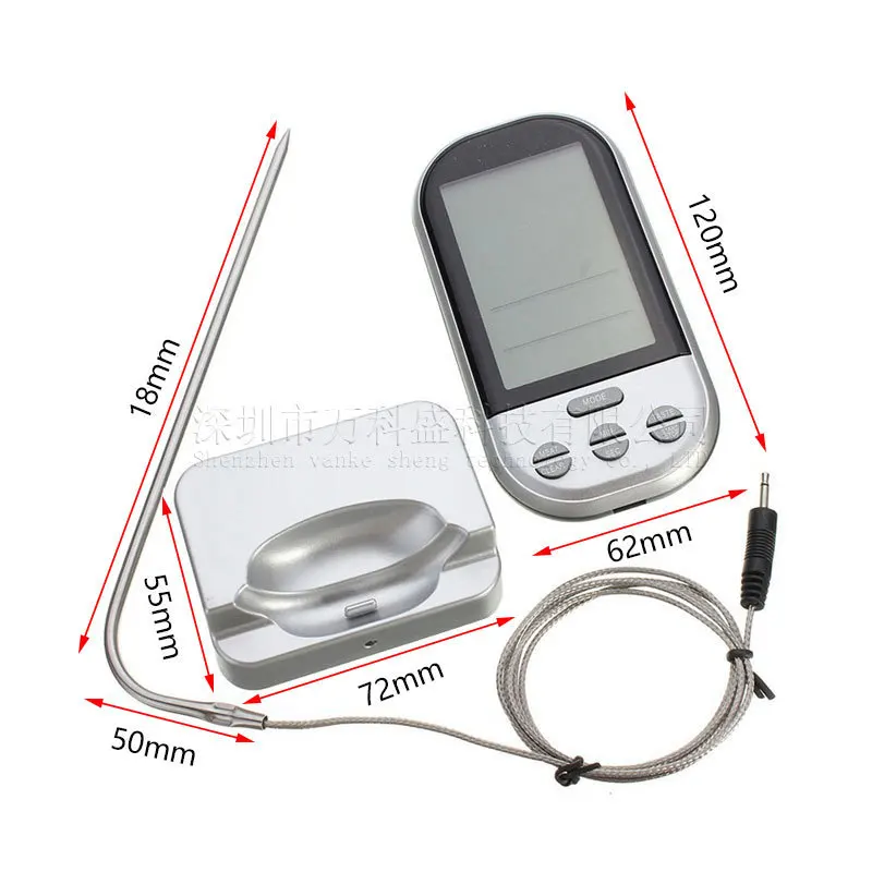 

5PCS Tp808 Barbecue Thermometer Eight Meat Memory Temperature High Temperature Resistant Probe Temperature Alarm Meter Fast