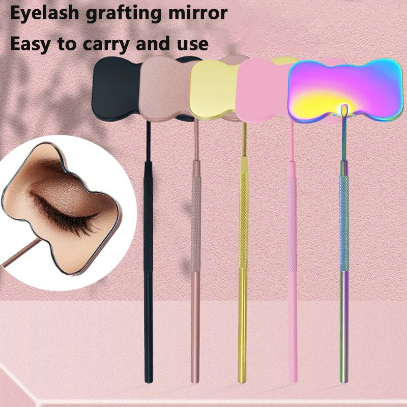 مرآة رموش من الفولاذ المقاوم للصدأ ومرآة رموش زجاجية كبيرة، مرآة مكياج تمديد رموش محمولة قابلة للفصل #1