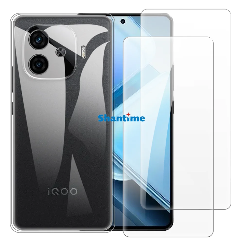 Soft Case + 2 Pack Tempered Glass Screen Protectors for Vivo iQOO Z9 5G China V2361A V2361GA, Turbo 5G, Y200 GT 5G, Turbo+ 5G