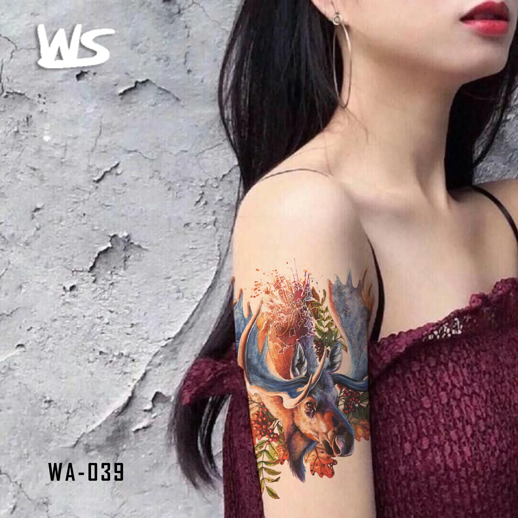 

Forest deer deer head pattern temporary waterproof tattoo stickers girls party tattoo stickers sexy cute lady tattoo stickers