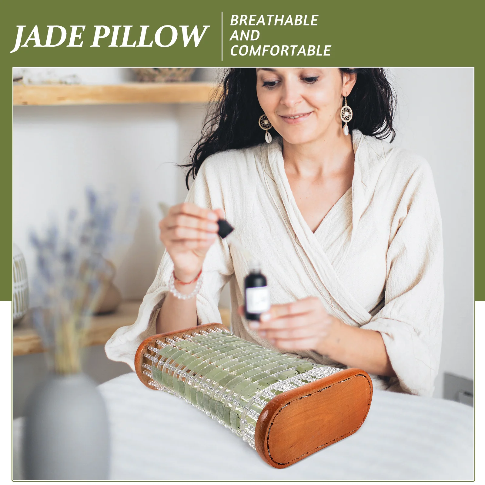 

Jade Pillow 28 5x16 5x8cm Cooling Bed Pillows Comfortable Breathable Home Hotel Wellness