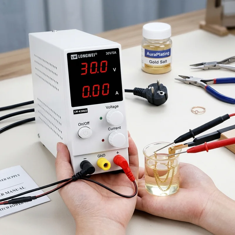 LW-K305D Digital Plating Machine 30V 5A Adjustable DC Power Supply Bath & Pen Plating Compact Jewelry Electroplating Rectifier
