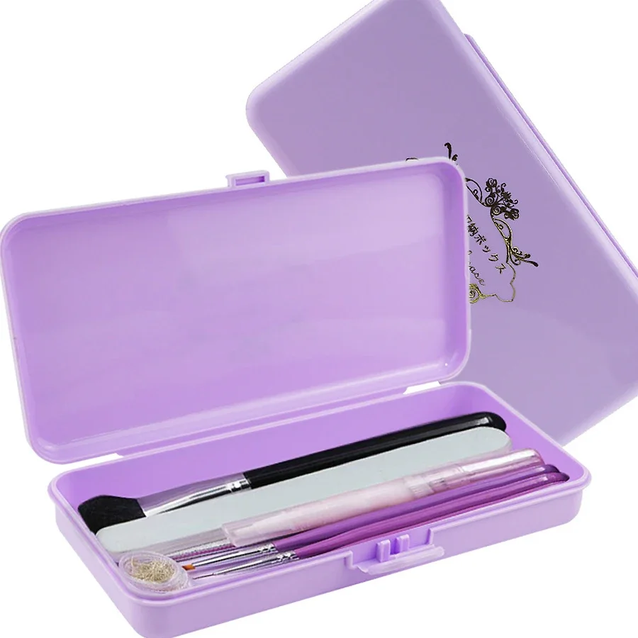Dustproof Nail Art Organizer Box Long Nail Tools & Nail Brushes Storage Case Transparent Design for Easy Viewing
