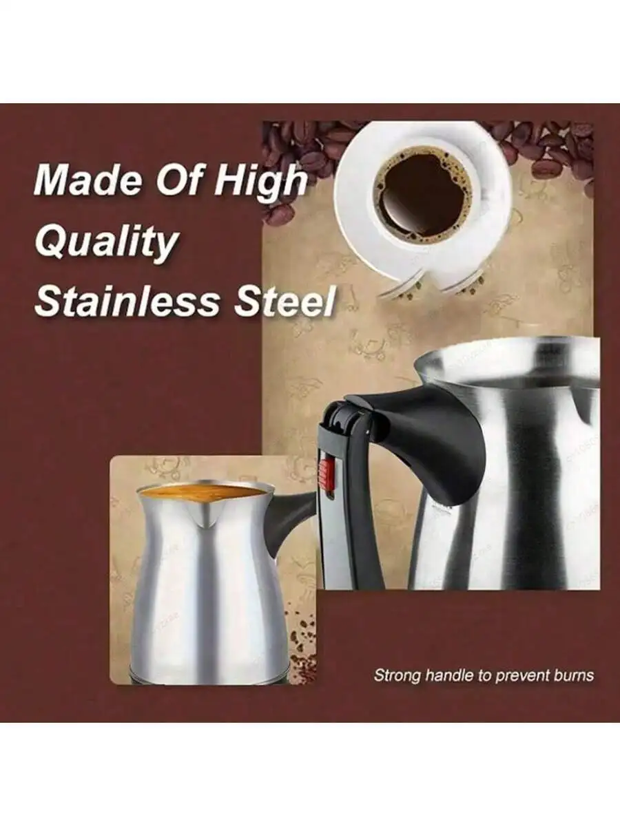 ماكينة صنع القهوة التركية الكهربائية 600 مل ماكينة القهوة التركية الكهربائية من الفولاذ المقاوم للصدأ بقابس الولايات المتحدة 110 فولت 350-500 مللي #5