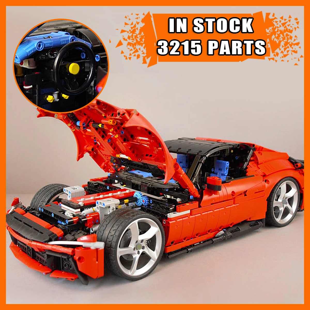 

NEW 1:8 Scale Supercar Style Building Blocks Set, MOC-191495 DIY Assembly Racing Car Model Kit, Creative Birthday Gift Toy