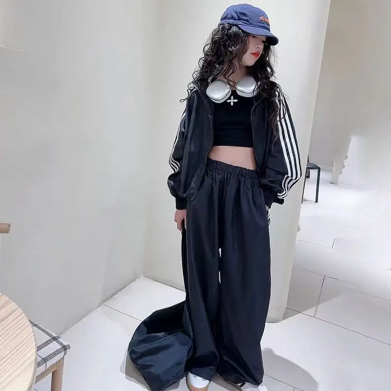 

Girls' Spring and Autumn Set New Fashionable Middle and Large Children's Leisure Sportswear Two Piece Set Kids Outfits 120-170CM