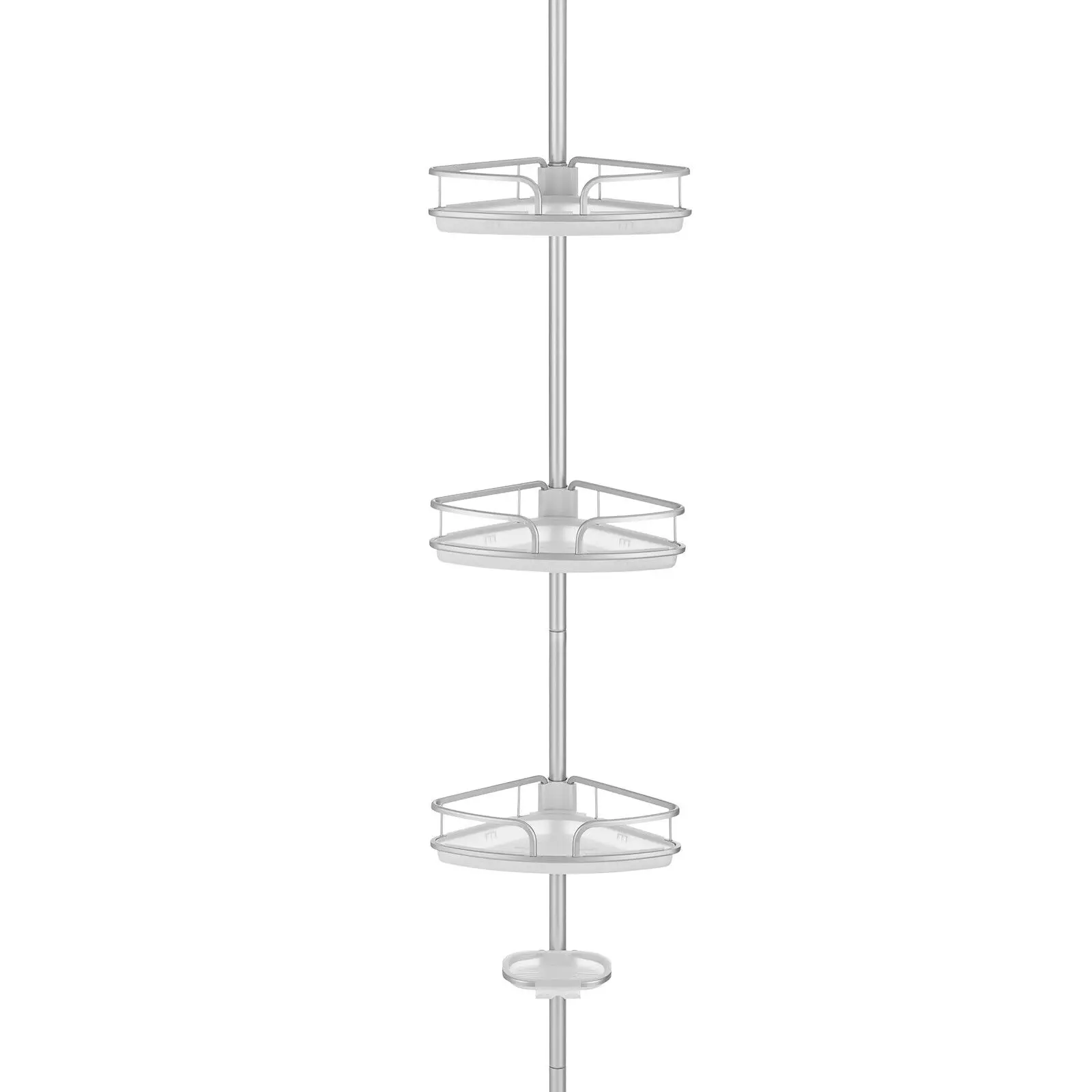 Costway 4-Tier Tension Corner Shower Caddy Aluminum Pole Adjustable Bathroom Shelves