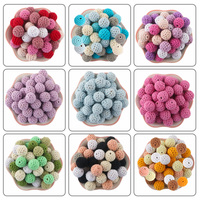 Sunrony 20/30pcs 16/20mm Handmade Crochet Round Wooden Beads For Jewelry Making DIY Necklace Bracelet Jewelry Accessories