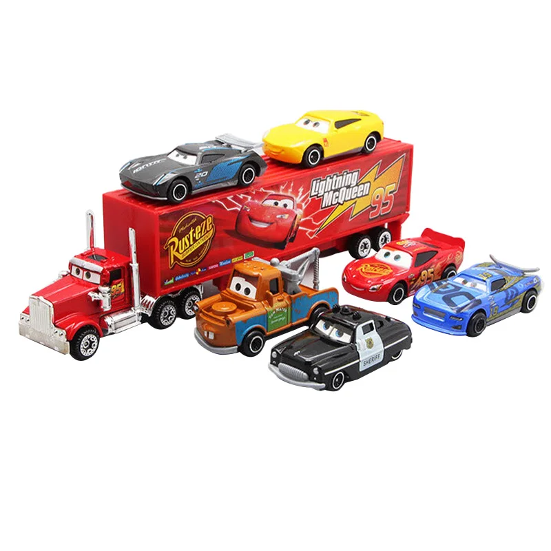 6-7pcs Disney Pixar Car 3 2 1 Lightning Mcqueen Truck Jackson Storm Diecast Metal mini racing Car dinoco racer Car Set Boy Gift