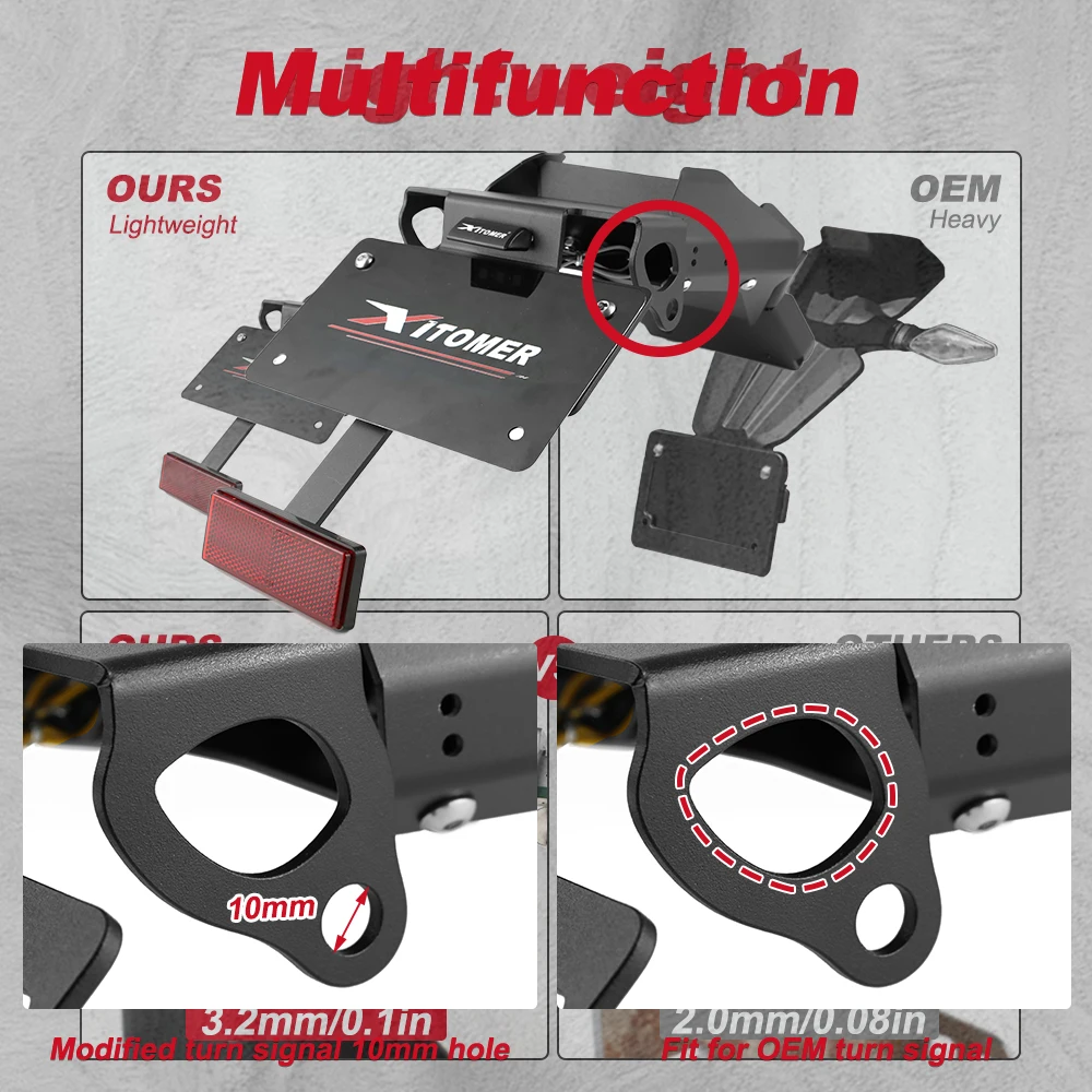 For Ducati Multistrada V4 / V4S 2021 2022 2023 2024 Motorcycle Rear Tail Tidy Fender Eliminator Kit License Plate Holder Bracket