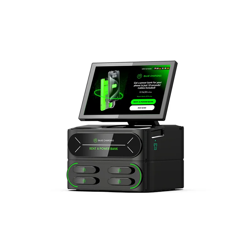 

4 Slots 6000mah Touch-screen Integrated Stackable Portable Power Source Station Kiosk Share Power Bank Rental 4g Station