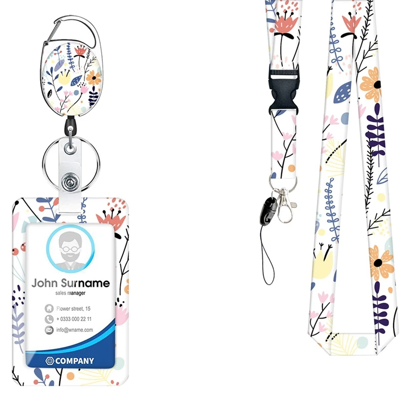 

Hand-Sliding Push Cover ID Holder Butterfly Starry UV Digital Printing ID Card Holder Badge Reel Carabiner Reel Clip