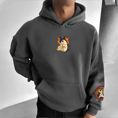 Imagen 2 del producto Otoño/Invierno nuevo Pokémon Anime Typhlosion Sudadera con capucha estampada para hombres y mujeres Y2K Harajuku talla grande Casual tendencia suéter Top