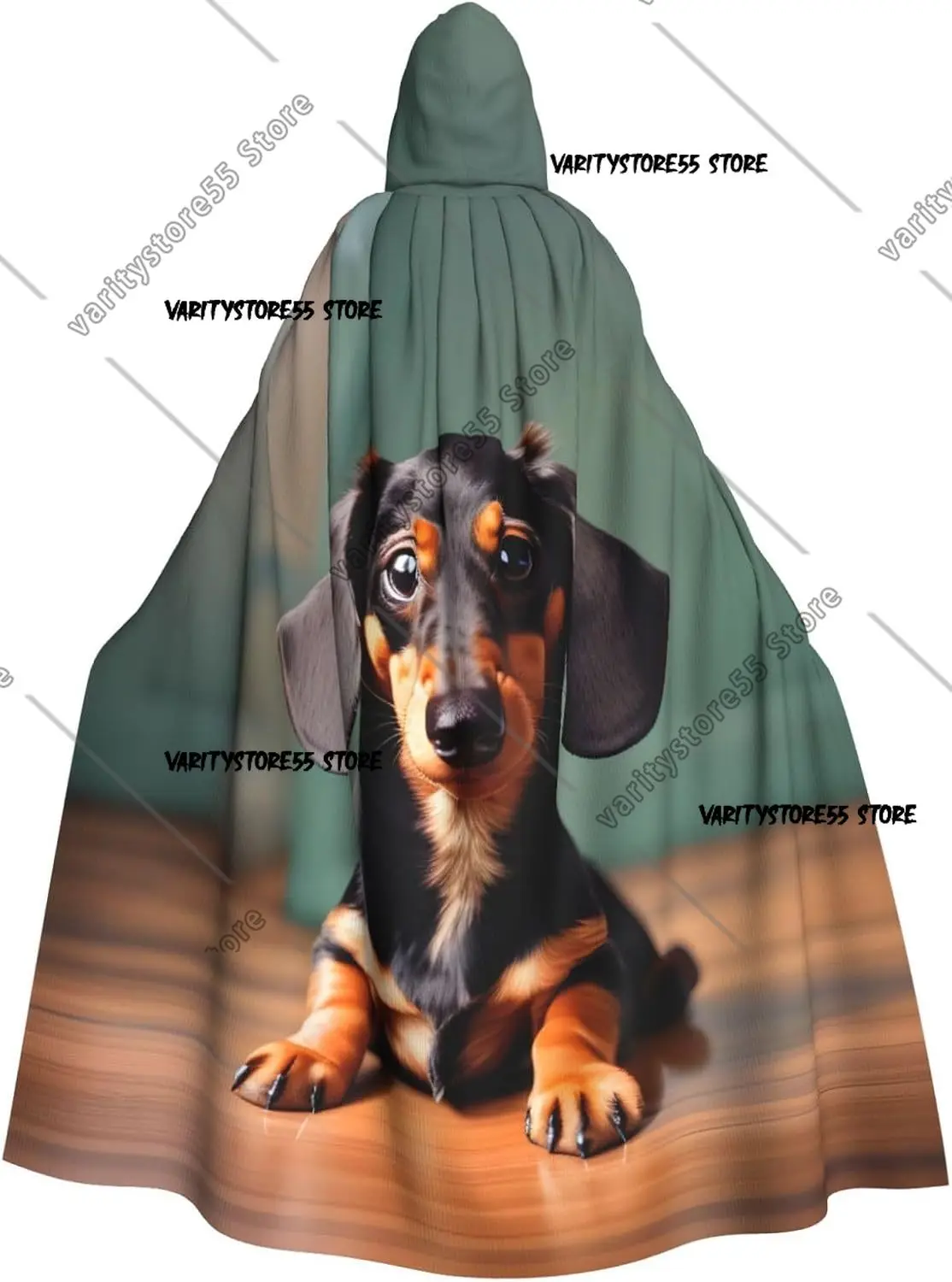 

Unisex robes capes Adult Cute Dachshund Duggee Print Hooded Cloak for Cosplay Halloween Carnival Costumes