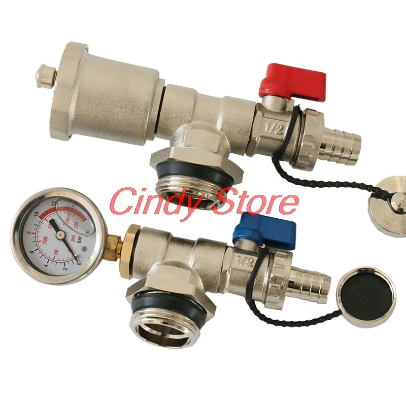 brass underfloor heating blending valve manifold automatic exhaust valve with pressure gauge for floor heating accessories