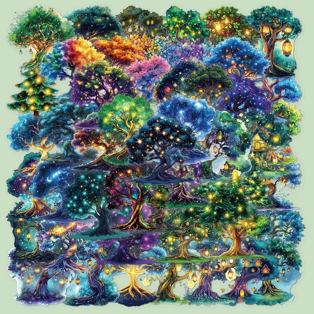 

10/50PCS Transparent Stickers Plant Graffiti Decoration Magic Style Tree Cartoon Decals DIY Kids Toys Laptop Guitar Bike