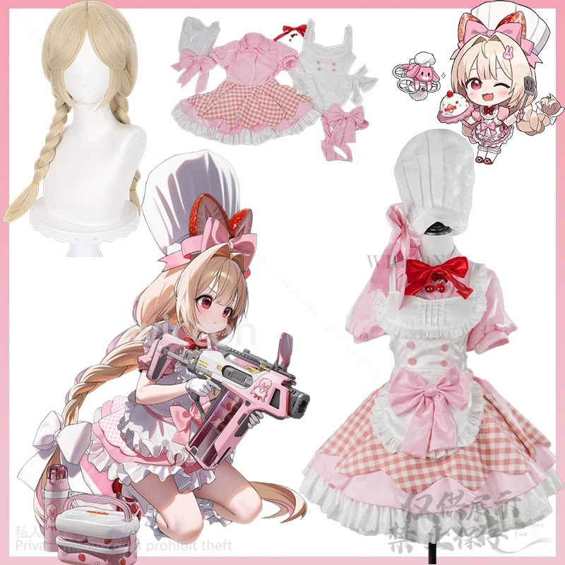 

Game Nikke Goddess Of Victory Cos Crust Anime Costume Japanese Kawaii Lolita Lace Plaid Skirt Cooks Uniform Wigs Customized New