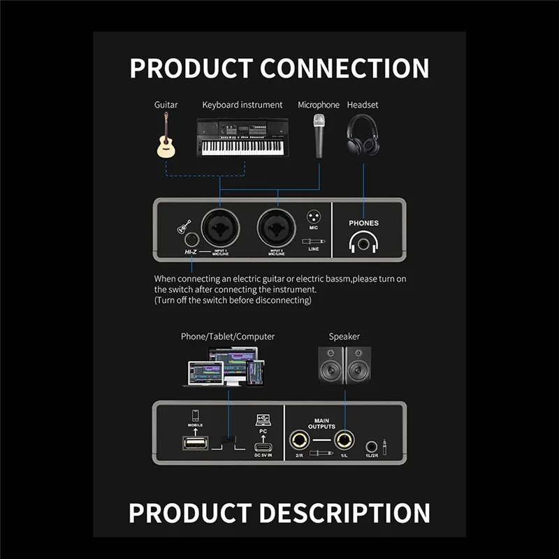 Top Deals Professional Audio Mixer USB Audio Interface Sound Card DJ Equipment Recording Studio Electric Guitar Converter