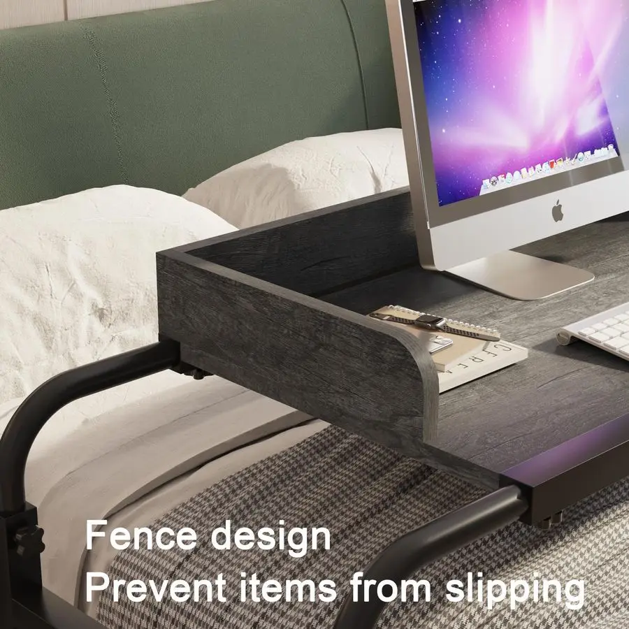 مكتب فوق السرير مع عجلات King amp Queen Bed Table طاولة كمبيوتر محمول رمادي، QQ950