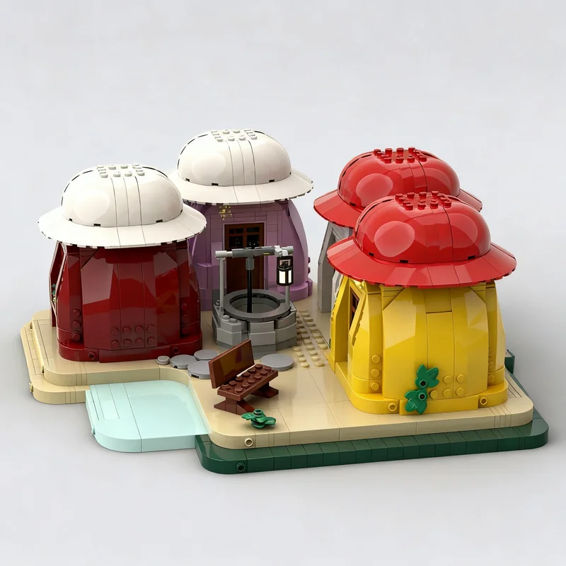 1464 PCS Colorful Four Houses Modular Building Diorama MOC Creative Building Blocks Set DIY Assembly Toy For funs Birthday Gift