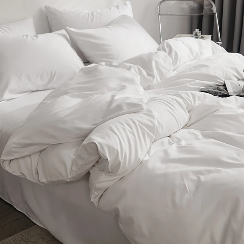 Premium Solid Color Double Panel Bed Sheet Set, 4-piece Luxury Bedding Set, Breathable Bed Sheet Set for Family Hotel Bedroom