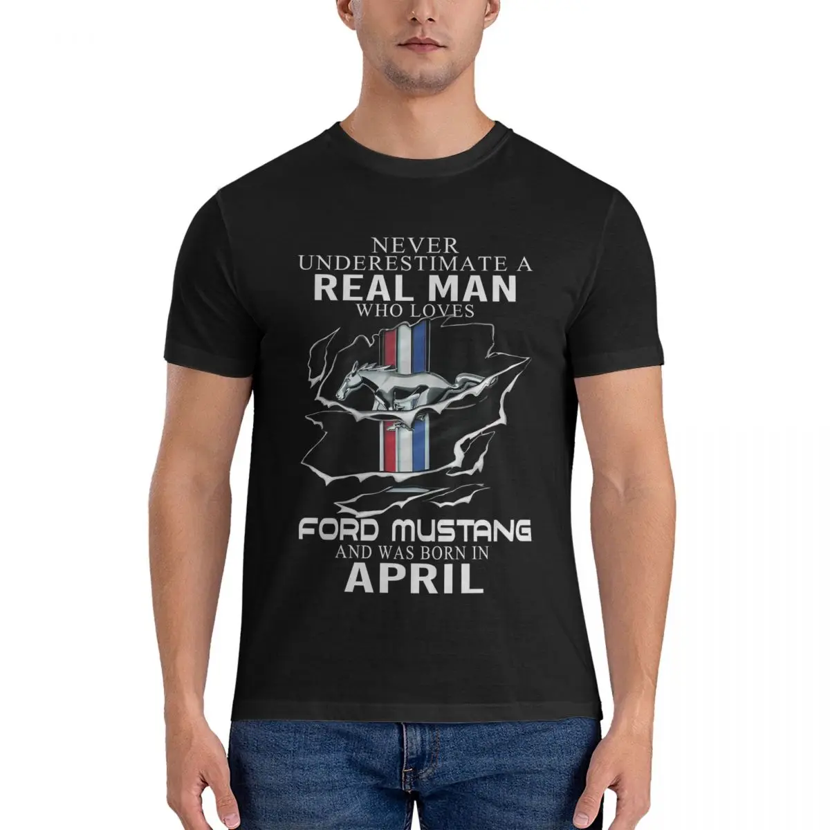 Men Ford Mustang Man April T Shirt Ford Mustang Cotton Tops Amazing Short Sleeve Crewneck Tees Graphic T-Shirts