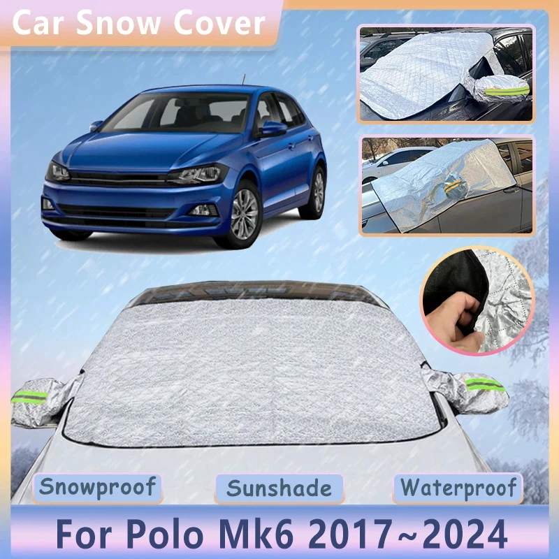 Cubreparabrisas para Volkswagen VW Polo Mk6 AW1 BZ1 AE1 2017~2024, Cubierta para Nieve, Parasol para Parabrisas Delantero, Accesorios para Invierno, Virtus 2019 2023