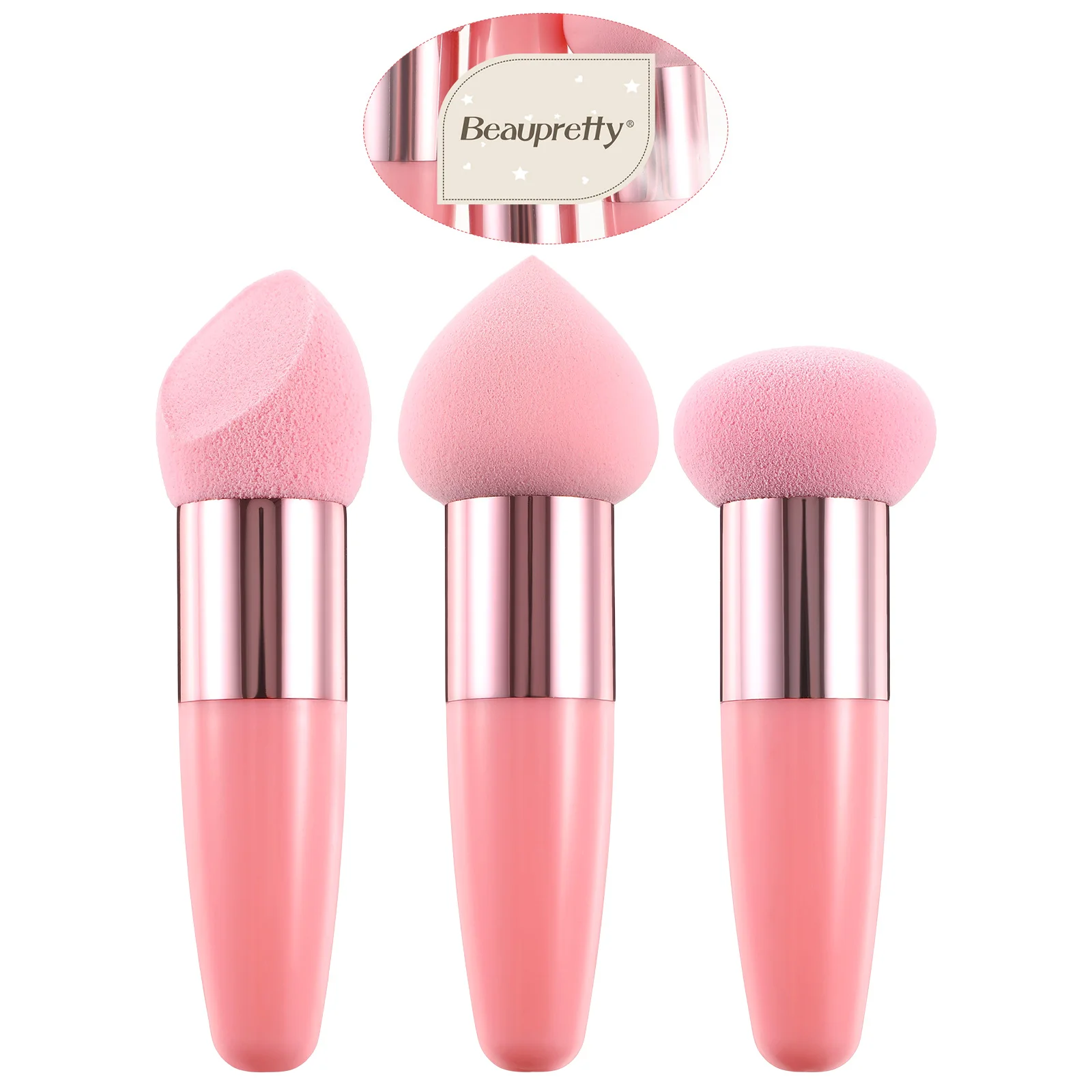 3-delige Beauty Pen Set Sponzen Make-up Blender met handvat Foundation voor Concealer Tools Triangle