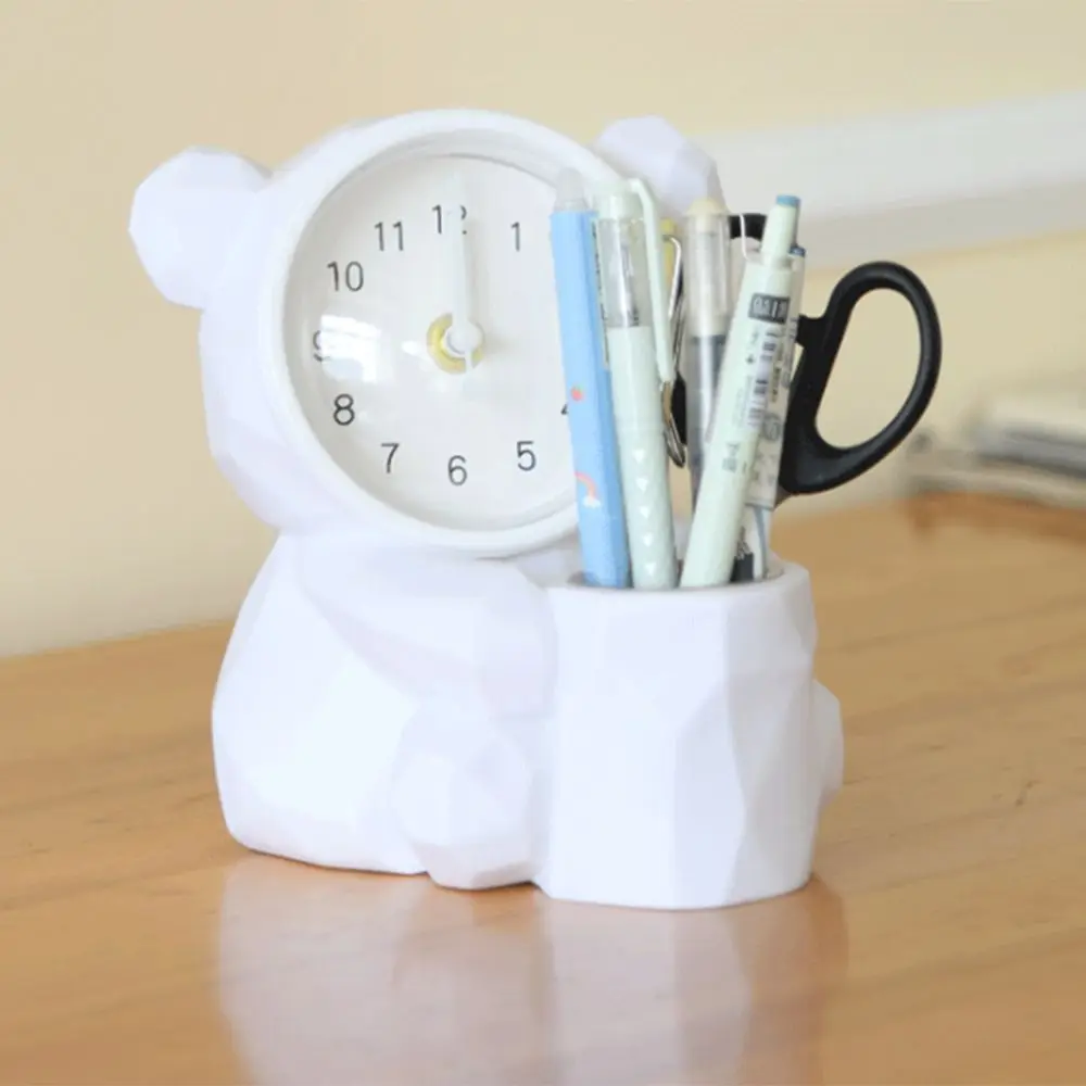 Durable Multifunctional Desk Pen Holder Multi-purpose Creative Piggy Bank Cute Minimalist Alarm Clock Student