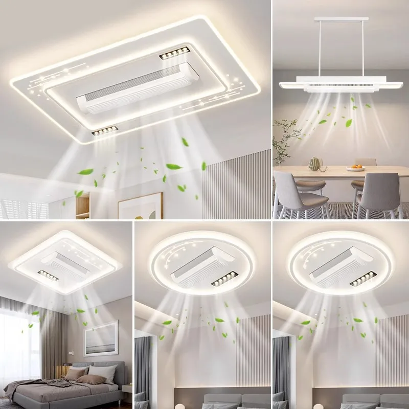 モダンな LED リーフフリーシーリングファン 6 スピードシーリングライトリモコンリビングルーム寝室子供部屋ファンライトホーム照明