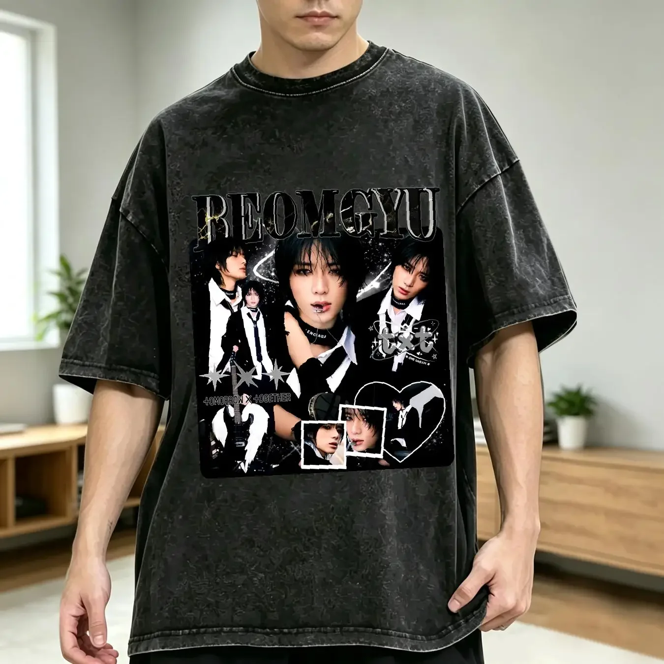 washed T Shirt Limited TXT Beomgyu Kpop Choi For Woman and Man long or short sleeves vintage Washed designer clothes homme