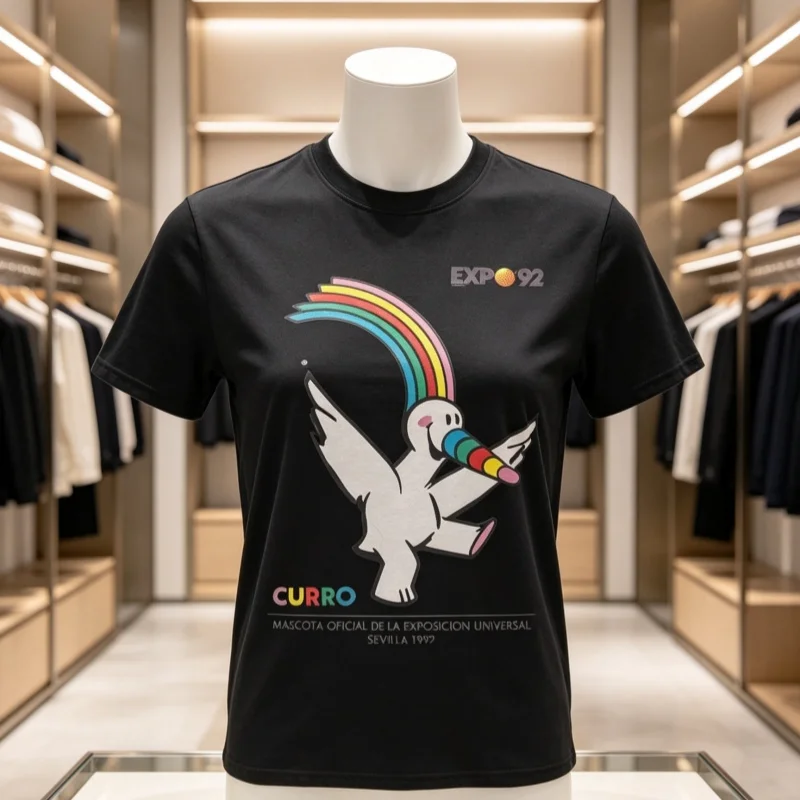 new Curro Random Expo 92 in Seville Men's Cotton T-shirt Summer T-shirt Round Neck Hippie Printed T-shirt Casual Wear