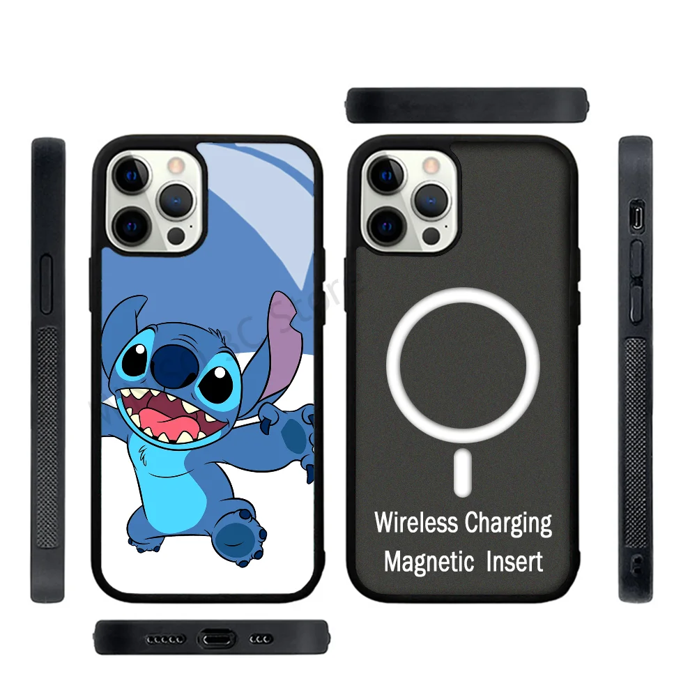 

Cartoon Blue Phone Case Strong Magnetic For IPhone 15 14 13 Pro Max 11 12 Mini S-Stitchs For Magsafe