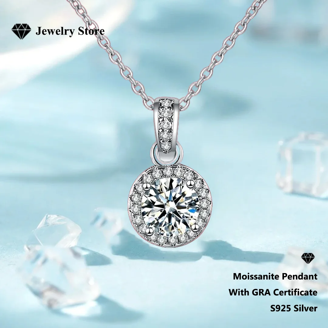 

Сертифицированное GRA колье из муассанита, сертифицированное блеск – кулон из стерлингового серебра S925 пробы для длительного блеска