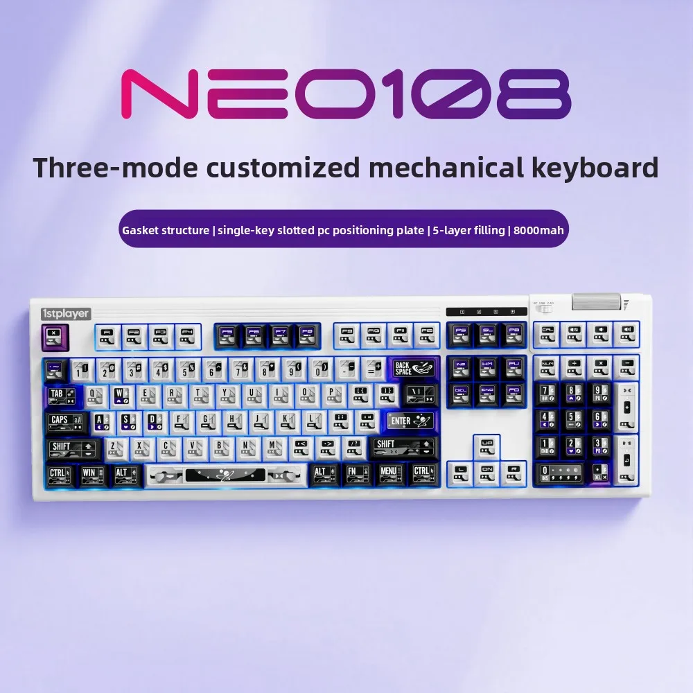 Teclado Mecânico Personalizado Chiefwar NEO108 Tri-Mode, Sem Fio Bluetooth para Jogos SOCD, 108 Teclas Completas, Personalizado para Escritório e Jogo