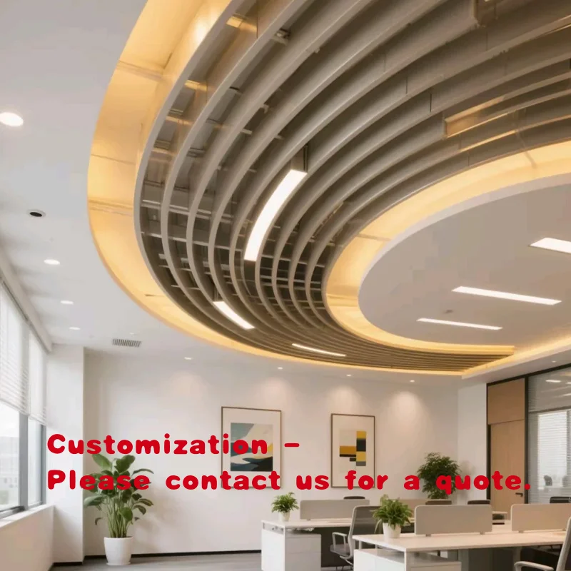 custom.Modern Design Style Golden Metal Stainless Steel Curved Ceiling Cladding Office & Hotel Hospital Use