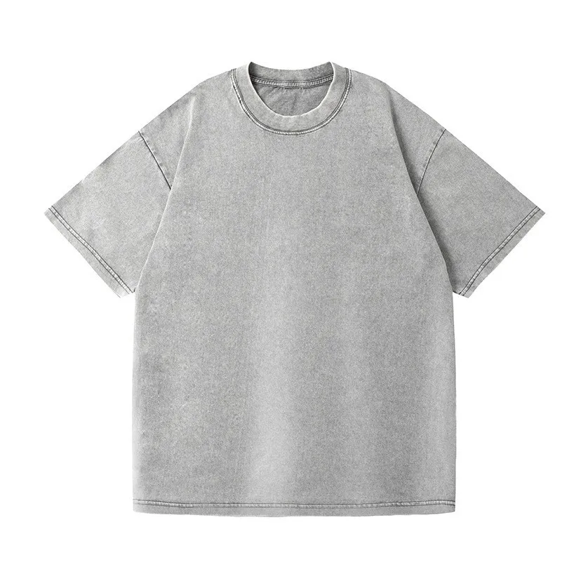 Plus Size Thick Heavy mens Washed Vintage T-Shirt Summer Casual T Shirts Short Sleeve Loose Crewneck Cotton Tops for Women Men image 4