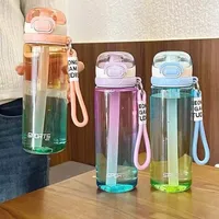 New Gradient Plastic Cup Outdoor Fitness Kettle With Straw 750ML Large Capacity Sports Water Bottle For Camping Climbing Hiking