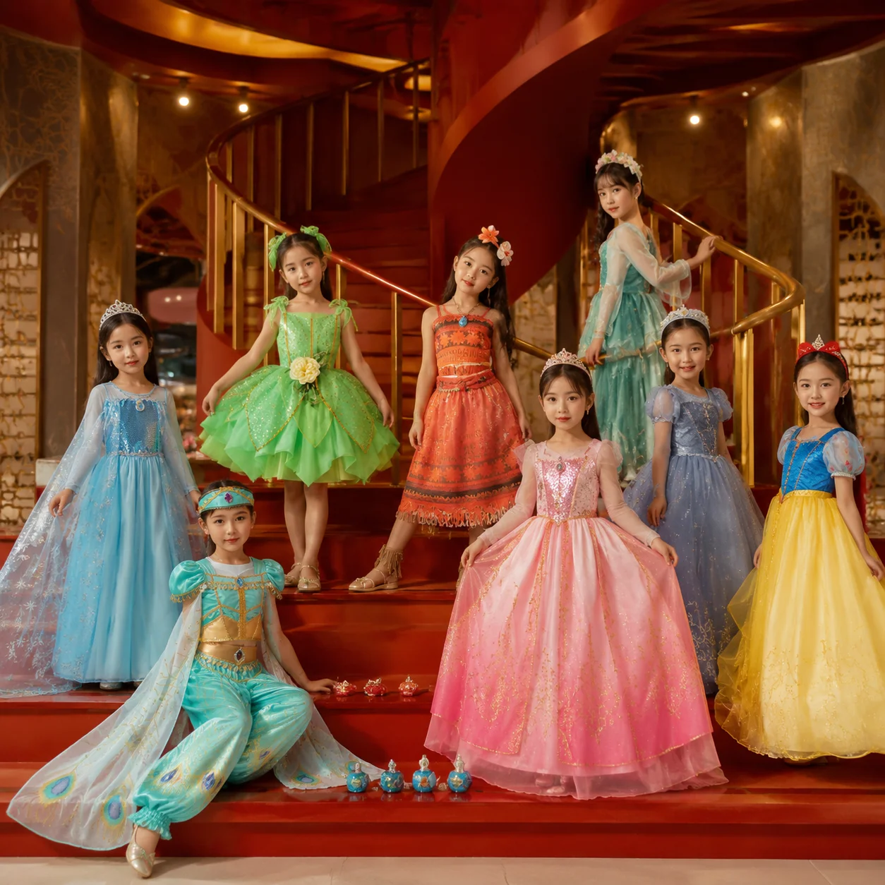 Princess Dress Collection Cinderella Snow White Aurora Rapunzel for Girls Halloween Birthday Cosplay Costume Kids 2-8Y Vestido