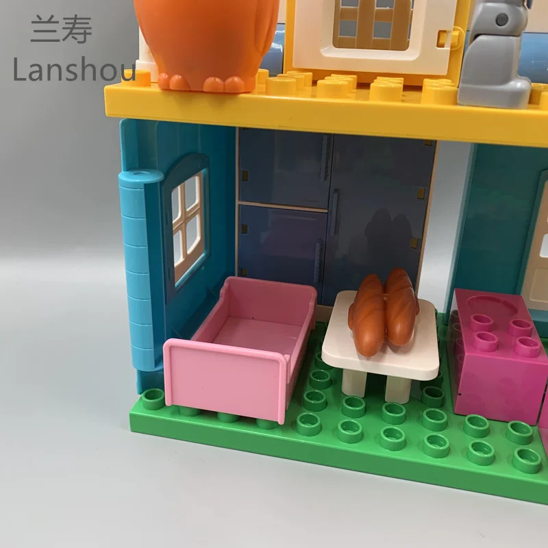 Grands blocs de construction pour enfants, théâtre, maison, architecture, fenêtre, mur, toit, série de meubles, accessoires d'assemblage, jouets