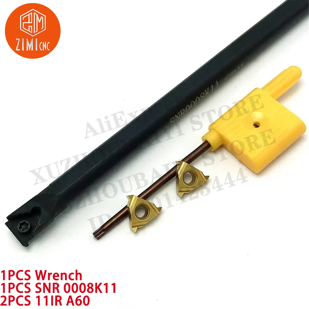 1PCS SNR0008K11 Threading Turning Tool Holder Boring Bar + 2pcs 11IR A60 Carbide Inserts CNC metal lathe mechanical cutting tool