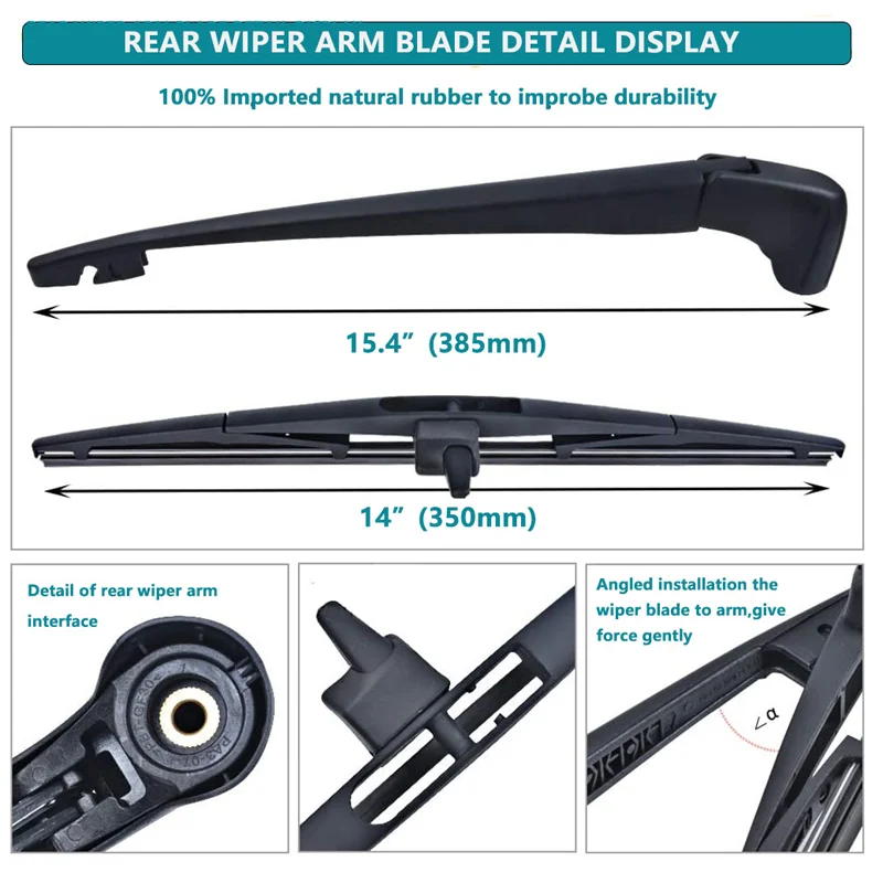 Rear Wiper Arm & Blade Set For Honda Pilot MK2 2009 2010 2011 2012 2013 2014 2015 14\