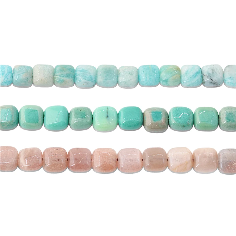 

Natural Stone Moonstone Amazonite Labradorite Red Tiger Eyes Agate Square Beads Size 6 8MM For Jewelry Making DIY Bracelet