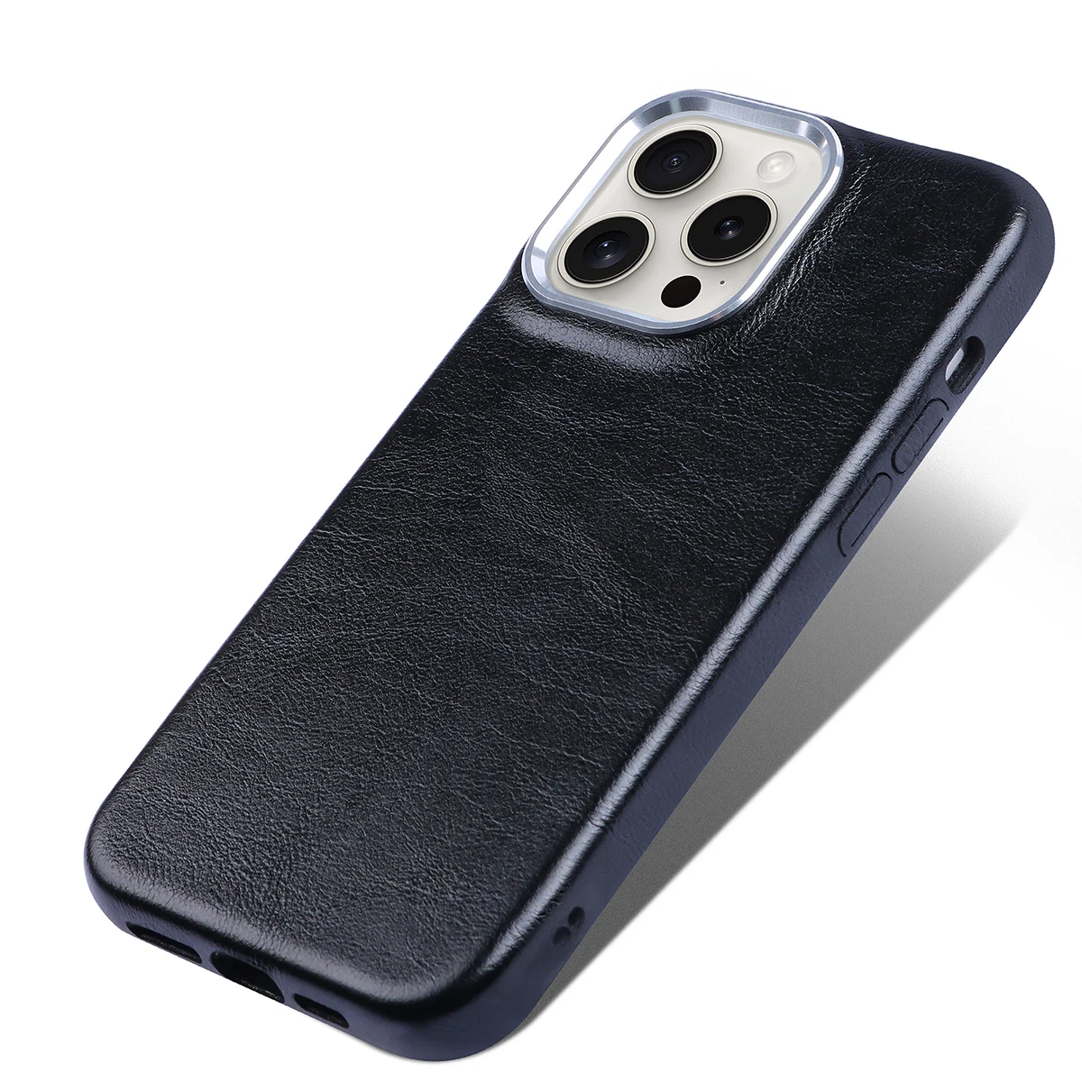 حافظة جلدية فاخرة كلاسيكية مزخرفة بإطار معدني شامل من جلد البولي يوريثان لهاتف آيفون 15 برو ماكس 16 14 Plus 13 12 11 #4