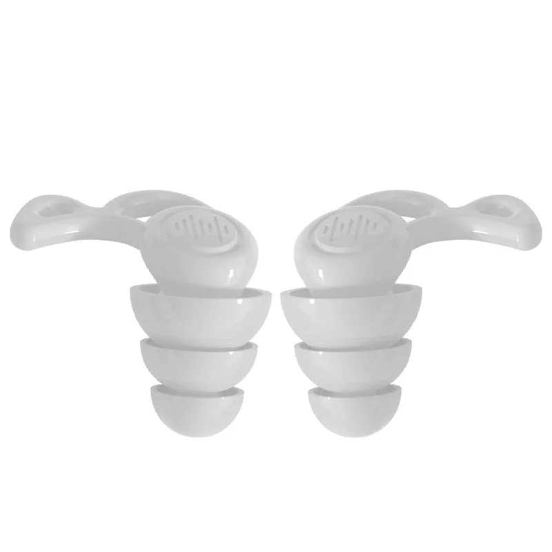 Soft Silicone Ear Plugs, 3 Camadas, Cônico, Sono, Redução de Ruído, Isolamento Sonoro, Protetor Orelha, Noise Proof, 2Pcs