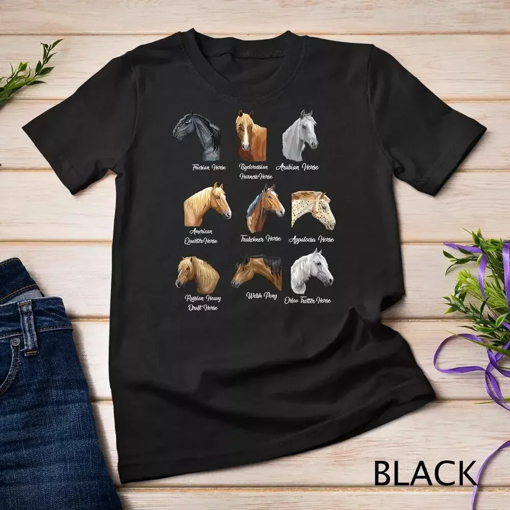 Horse Breeds horseback riding Equestrian gift for men women Unisex T-shirtAnime Pattern Clothing Y2K Summer