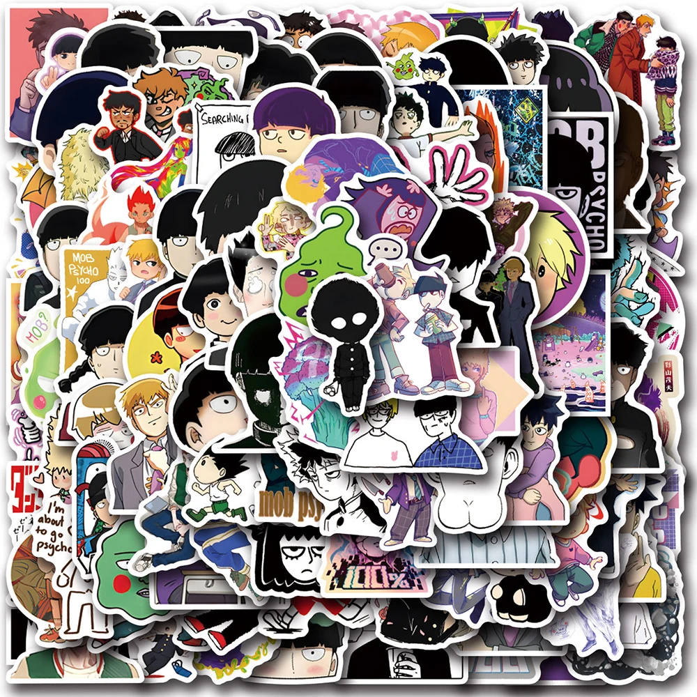 10/30/55/110pcs Mob Psycho 100 Anime Stickers Funny Reigen Arataka Sticker Laptop Bike Skateboard Luggage Mob Cartoon Decals Toy