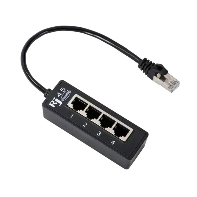 RJ45 Ethernet Splitter Cable Adapter, 1 to 4 Port Networking Extension Connector Fast Speed for Home and Offices