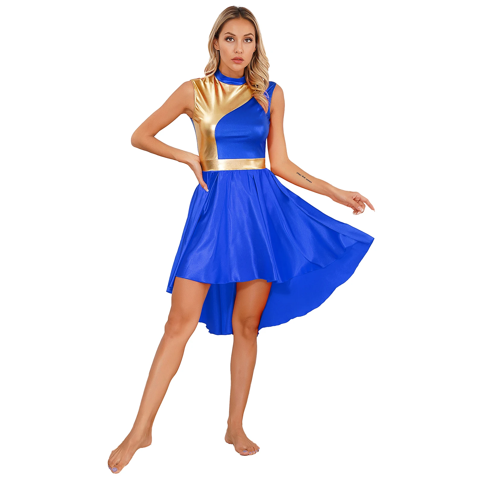 Womens Liturgical Spirit Praise Church Worship Dancewear Metallic Ballet Lyrical Choir Dance Dress Adults Performance Costume