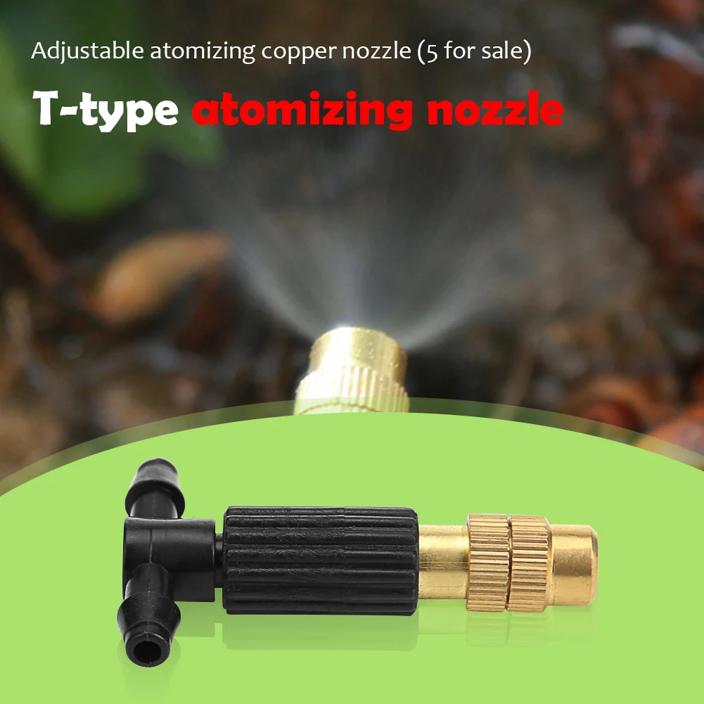 5-50Pcs Micro Drip Irrigation Misting Brass Nozzle Garden Spray Cooling Parts Copper Sprinkler with Thread Barb Tee Connector